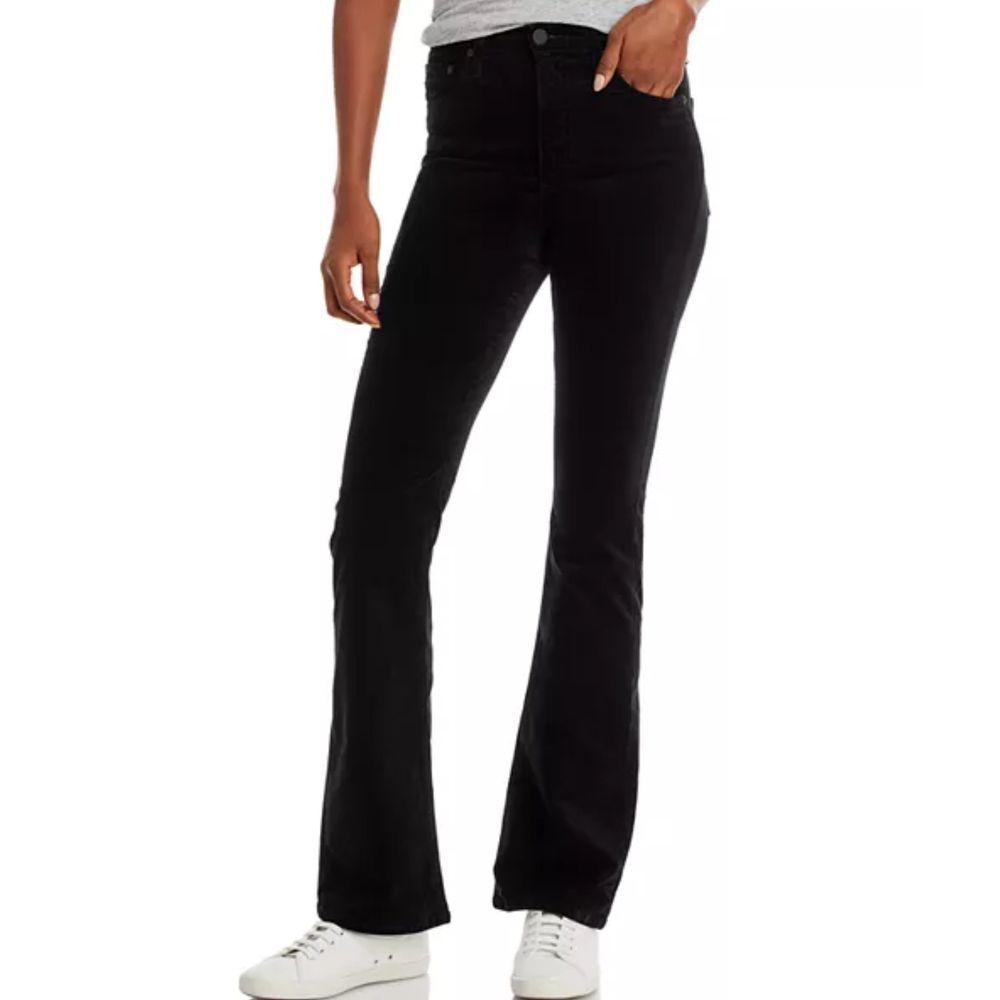 AG Alexxis High-Rise Velvet Bootcut Jeans in‎ Super Black